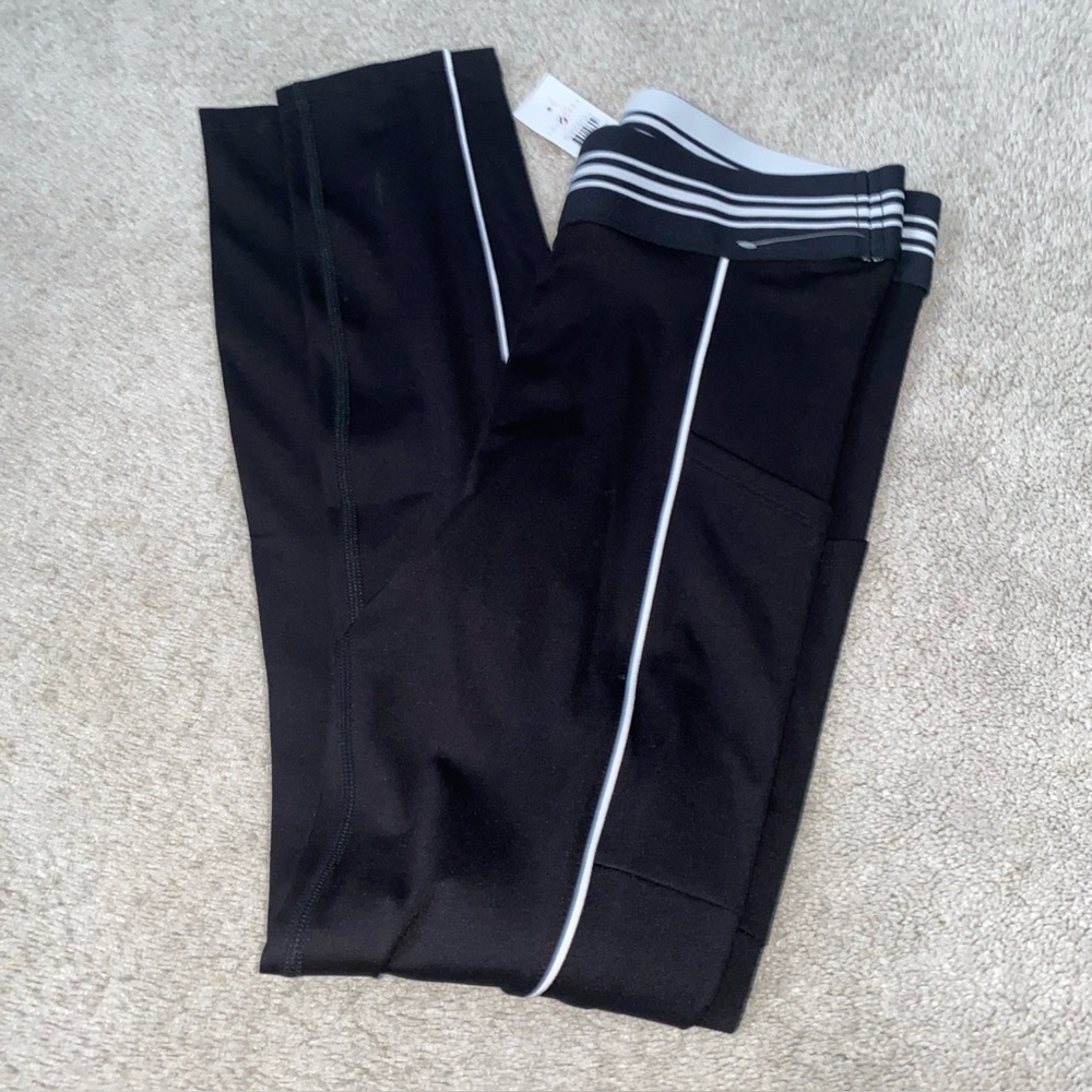 Lou & Grey XS Yoga Pants Leggings Black White‎ Piping NWT